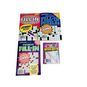 Penny Press Crossword Puzzles & Word Seek Book Lot 4 Issues February-April 2024